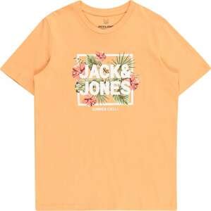 Tričko 'BECS' Jack & Jones Junior zelená / oranžová / pink / bílá