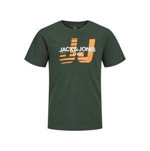 Tričko Jack & Jones Junior tmavě zelená / oranžová / bílá