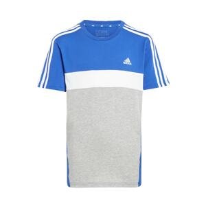 Funkční tričko 'Tiberio 3-Stripes'' adidas performance modrá / šedý melír / bílá
