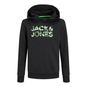Mikina 'Miles' Jack & Jones Junior šedá / svítivě zelená / černá