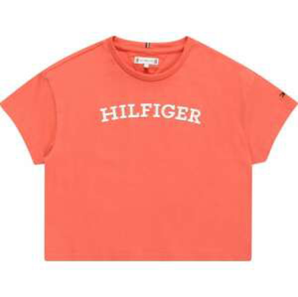 Tričko Tommy Hilfiger korálová / bílá