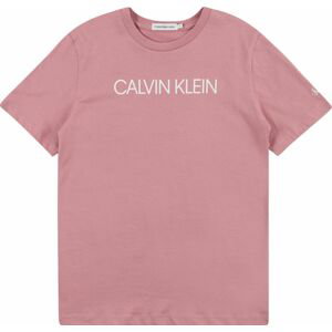 Tričko Calvin Klein Jeans starorůžová / bílá
