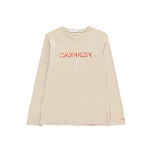 Tričko Calvin Klein Jeans světle béžová / oranžová