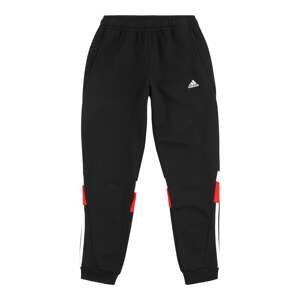 Sportovní kalhoty 'Tiberio 3-Stripes Colorblock Fleece' ADIDAS SPORTSWEAR jasně červená / černá / bílá