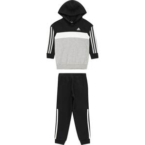 Tepláková souprava 'Tiberio 3-Stripes Colorblock Fleece' ADIDAS SPORTSWEAR šedý melír / černá / bílá