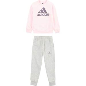 Tepláková souprava 'Essentials' ADIDAS SPORTSWEAR šedý melír / tmavě fialová / růžová