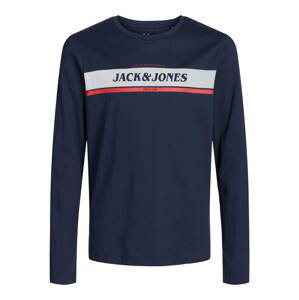 Tričko 'Alex' Jack & Jones Junior námořnická modř / světle šedá / červená