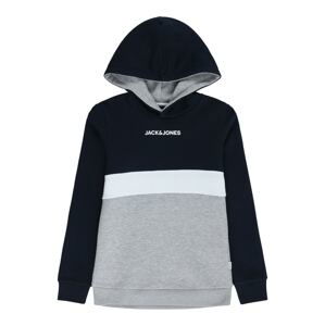 Mikina 'REID' Jack & Jones Junior námořnická modř / šedý melír / bílá