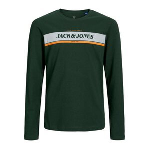 Tričko 'Alex' Jack & Jones Junior tmavě zelená / jasně oranžová / bílá