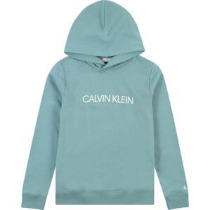 Mikina Calvin Klein Jeans tyrkysová / bílá