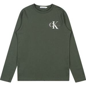 Tričko Calvin Klein šedobéžová / khaki / bílá