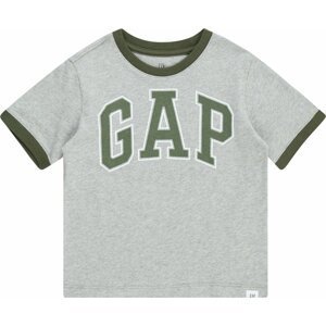 Tričko GAP šedý melír / tmavě zelená / bílá