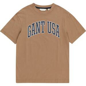 Tričko Gant marine modrá / světle hnědá / bílá