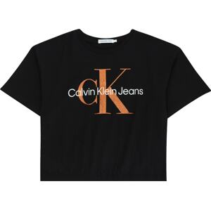 Tričko Calvin Klein Jeans oranžová / černá / bílá