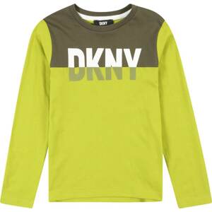 Tričko DKNY hnědá / limone / bílá