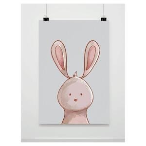 Šedý dekorační plakát s malovaným zajíčkem, PP170 A4