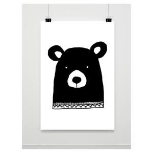 Černobílý dekorační plakát s medvědem, PP178 A3