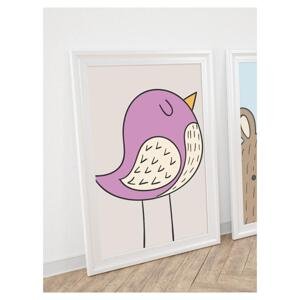 Dětský dekorační plakát s fialovým ptáčkem, PP207 A4
