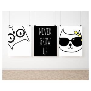 Černo bílá sada plakátů na zeď s kočičkami, PP233 A4