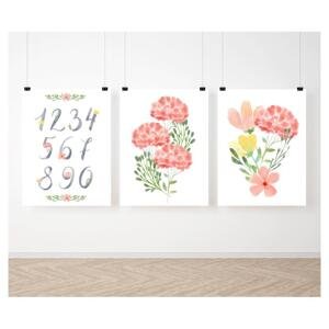 Závěsná sada malovaných plakátů s květinami a čísly, PP236 A4