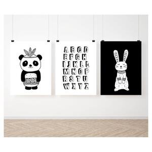 Bíločerná sada plakátů s abecedou a zvířátky, PP239 A3