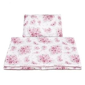 Bavlnená detská posteľná sada s výplňou - Ružové kvety, QM POSC-BINBL 75x65 cm
