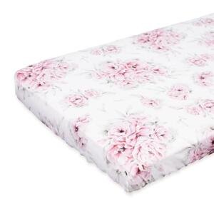 Bambusové dětské prostěradlo na postel s motivem růžových květů, QMPRZE-INBL 70x140cm