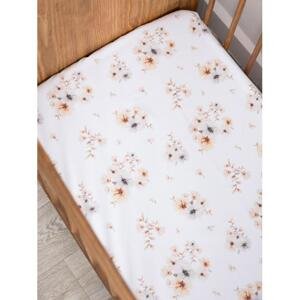 Bavlněné prostěradlo na postel s gumkou - Boho Flowers, PP380 40x80cm