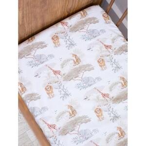 Dětské bavlněné prostěradlo na postel s gumkou s motivem Safari, PP381 40x80cm