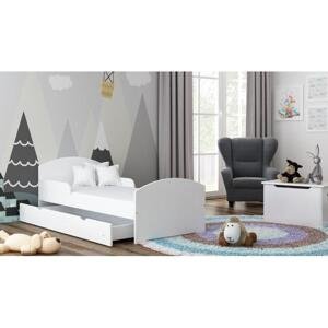 Jednolůžková dětská postel - 160x80 cm, MW7 BILI Bílá Jeden na kolejničkách Dodatečná odnímatelná bariéra