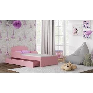 Jednolůžková dětská postel - 180x90 cm, MW18 BILI-S Růžová Dva malé na kolečkách Dodatečná odnímatelná bariéra