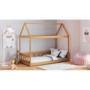 Dětská postel v podobě domečku - 190x80 cm, MW25 DOMEK BRAT Šedá Bez bariéry