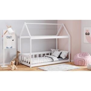 Jednolůžková dětská postel domeček - 190x90 cm, MW26 DOMEK BRAT Bílá Dodatečná odnímatelná bariéra