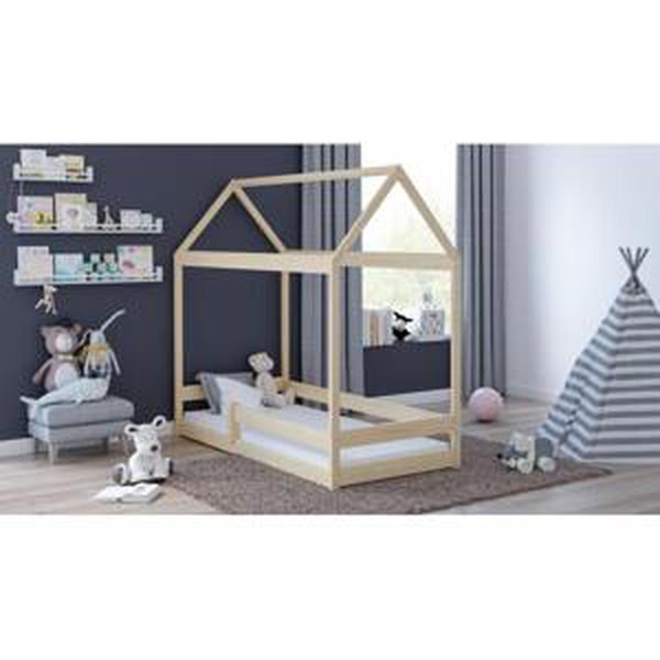 Jednolůžková domečková postel pro děti - 160x80 cm, MW28 DOMEK MIŚ Bílá Standardní bariéry