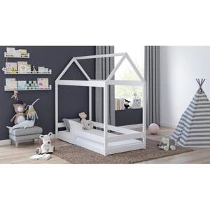 Dětská domková postel - 180x80 cm, MW29 DOMEK MIŚ Bílá Standardní bariéry