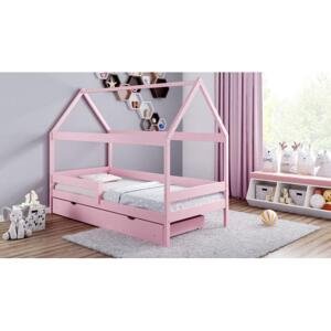 Dětská postel v podobě domečku - 200x90 cm, MW39 DOMEK PLUS Bílá Bez šuplíku Standardní bariéry