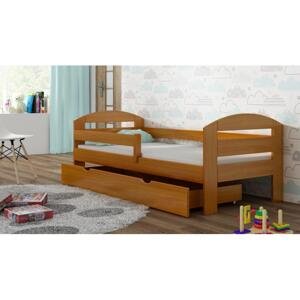 Dřevěná dětská postel - 190x80 cm, MW49 KAMI Bílá Jeden na kolečkách Standardní bariéry