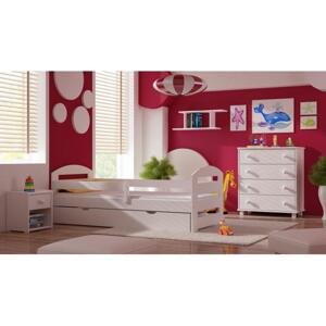 Jednolůžková dřevěná postel pro děti - 160x80 cm, MW52 KAMI PLUS Bílá Bez šuplíku Standardní bariéry