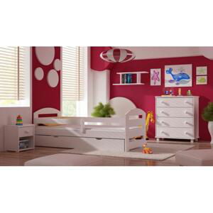 Jednolůžková dřevěná postel pro děti - 160x80 cm, MW52 KAMI PLUS Bílá Bez šuplíku Výměna krátké bariéry za odnímatelnou