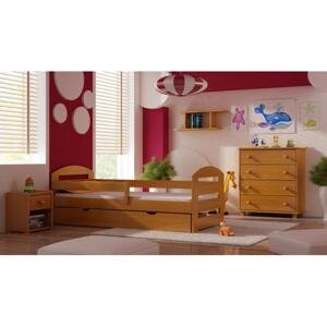 Dřevěná jednolůžková postel pro děti - 190x80 cm, MW55 KAMI PLUS Bílá Bez šuplíku Standardní bariéry