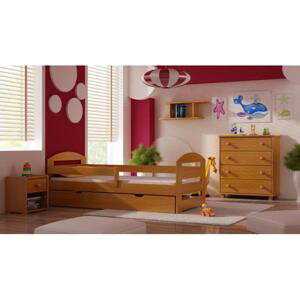 Dřevěná jednolůžková postel pro děti - 190x80 cm, MW55 KAMI PLUS Bílá Jeden na kolečkách Standardní bariéry
