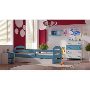 Jednolůžková dřevěná postel pro děti - 190x90 cm, MW56 KAMI PLUS Borovice Bez šuplíku Standardní bariéry