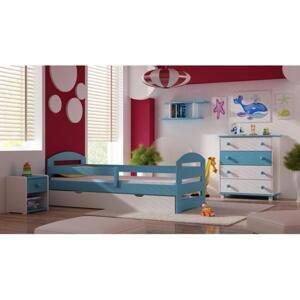 Jednolůžková dřevěná postel pro děti - 190x90 cm, MW56 KAMI PLUS Borovice Jeden na kolečkách Výměna krátké bariéry za odnímatelnou