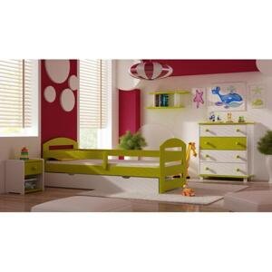 Dětská jednolůžková postel - 200x90 cm, MW57 KAMI PLUS Zelená Bez šuplíku Standardní bariéry