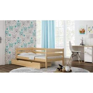 Jednolůžková dětská postel - 180x80 cm, MW65 KARO-Z Zelená Bez šuplíku Dodatečná odnímatelná bariéra
