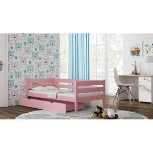 Dětské dřevěné postele - 180x90 cm, MW66 KARO-Z Modrá Bez šuplíku Dodatečná odnímatelná bariéra