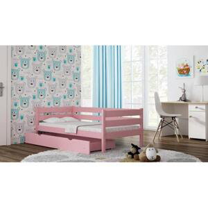Dětské dřevěné postele - 180x90 cm, MW66 KARO-Z Modrá Jeden na kolečkách Bez bariéry