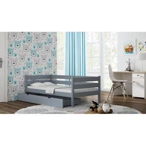 Jednolůžková dětská postel - 190x90 cm, MW68 KARO-Z Šedá S funkcí spaní (bez matrace) Dodatečná odnímatelná bariéra
