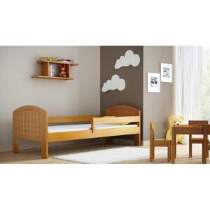 Dřevěná jednolůžková postel pro děti - 160x80 cm, MW70 MIKO Bílá Dva malé na kolečkách Výměna krátké bariéry za odnímatelnou