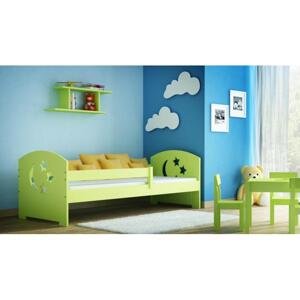 Dřevěná jednolůžková postel pro děti - 190x80 cm, MW79 MOLI Bílá Bez šuplíku Standardní bariéry